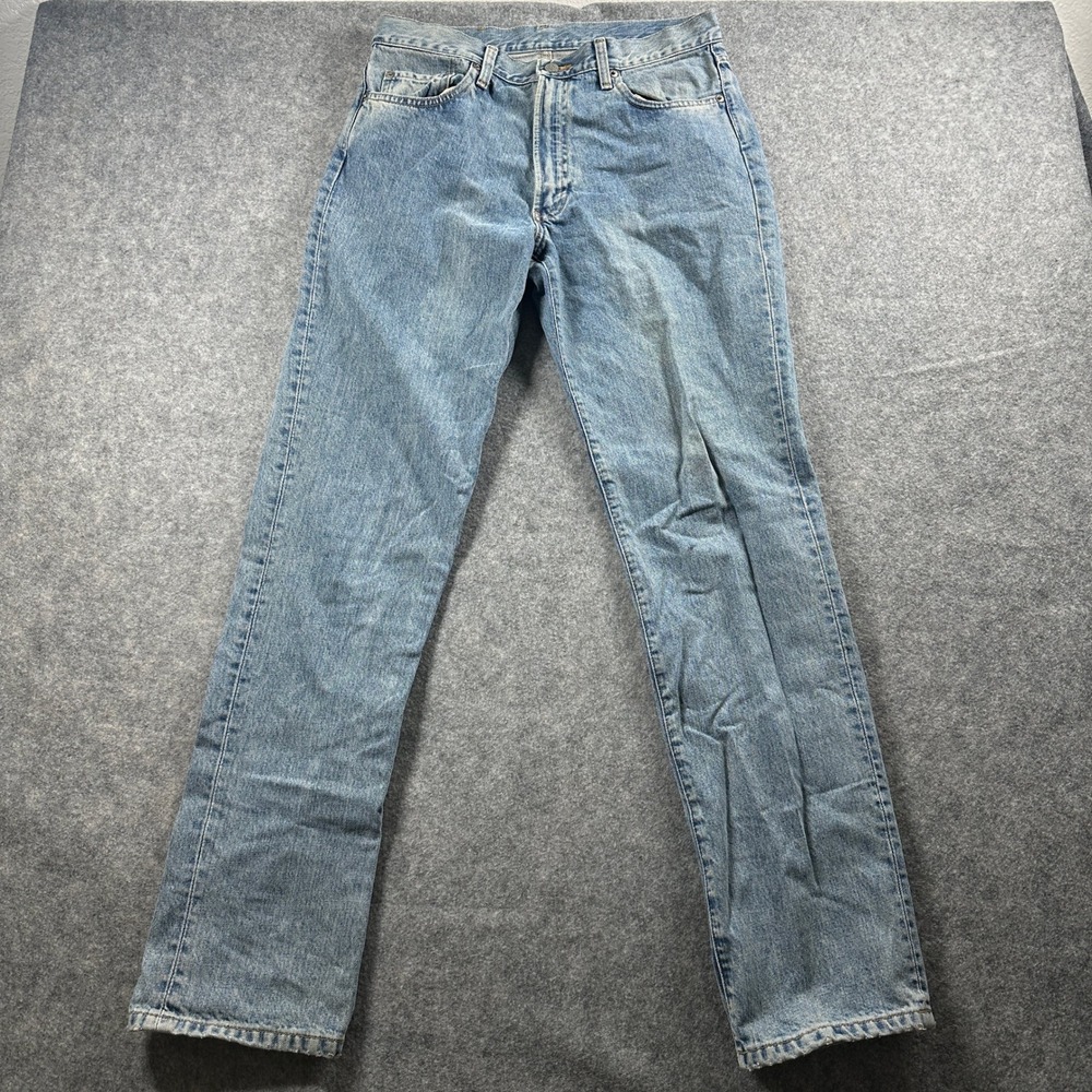 RRL Ralph Lauren Straight Leg Jeans Mens 33x34 Light Wash Blue USA Made 52441